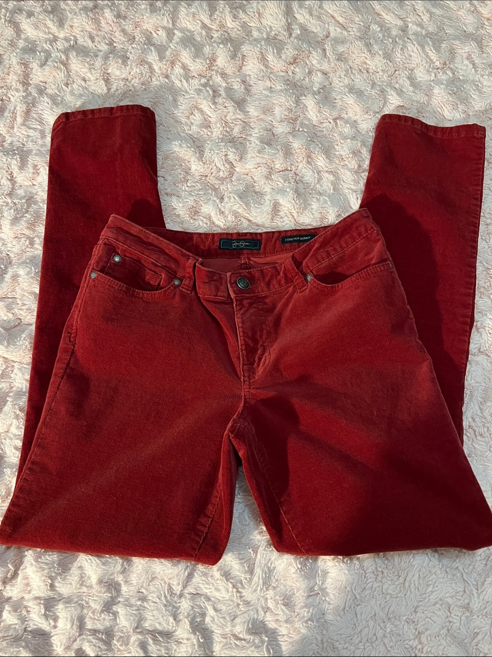 Women's Dark Red Forever Skinny Corduroy Jeans Jessica Simpson